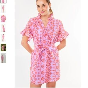 Abbey Glass Abbeyglass Small S Katie dress lavender coral eyelet shirtdress